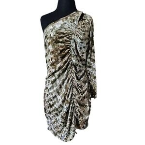 SXY Plus One Shoulder Cut Out Detail Drawstring Velvet Dress 3XL